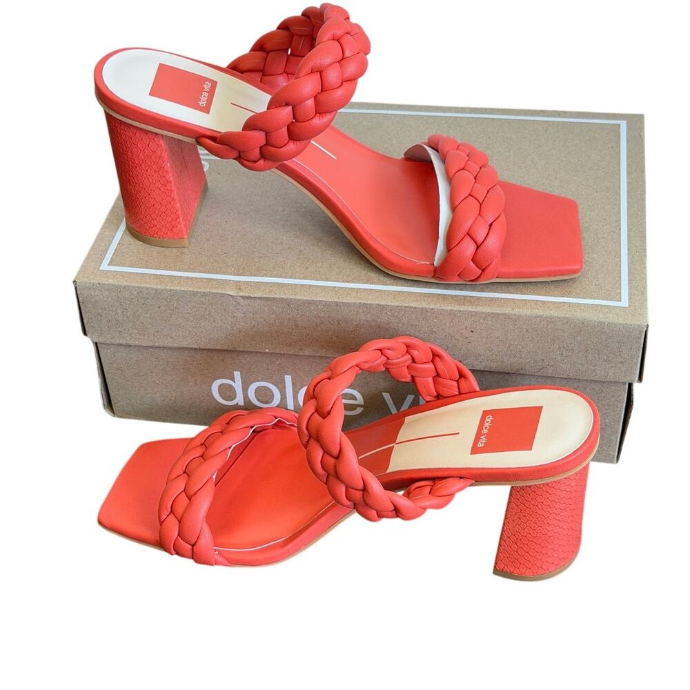 Dolce Vita Paily Braided Block Heel Sandal Persimmon Stella Size 9 NWT
